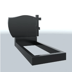Одинарный памятник с горизонтальной стелой и крестом (3D-модель)